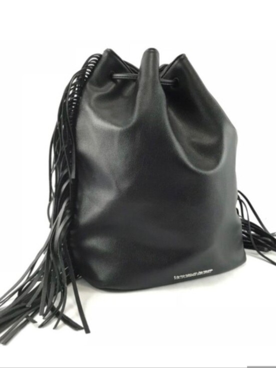 Victoria\'s Secret Black Faux Leather Limited Edition Fringe Backpack main image 13